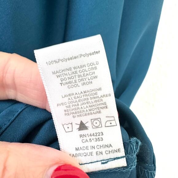 Bishop + Young Jade Blue Satin Neck Tie Halter Top - Size S - Picture 7 of 10